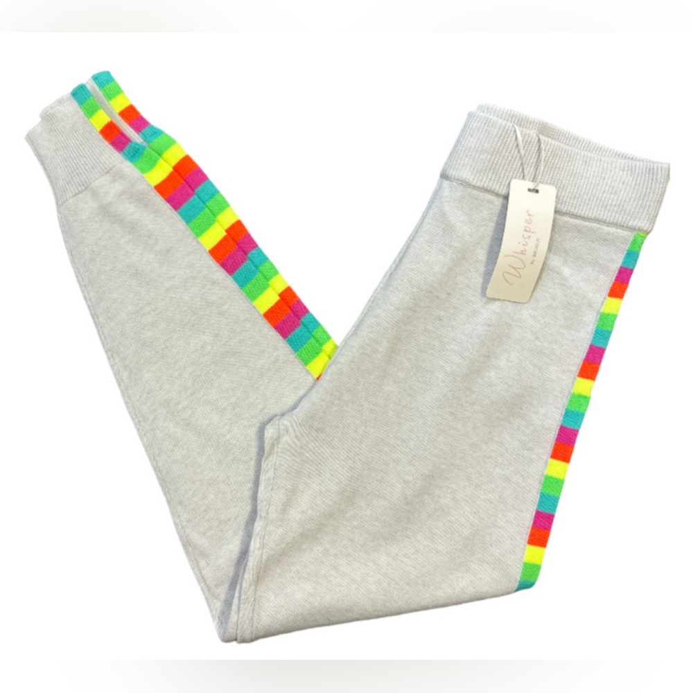 Gray Leggings with Rainbow Stripes